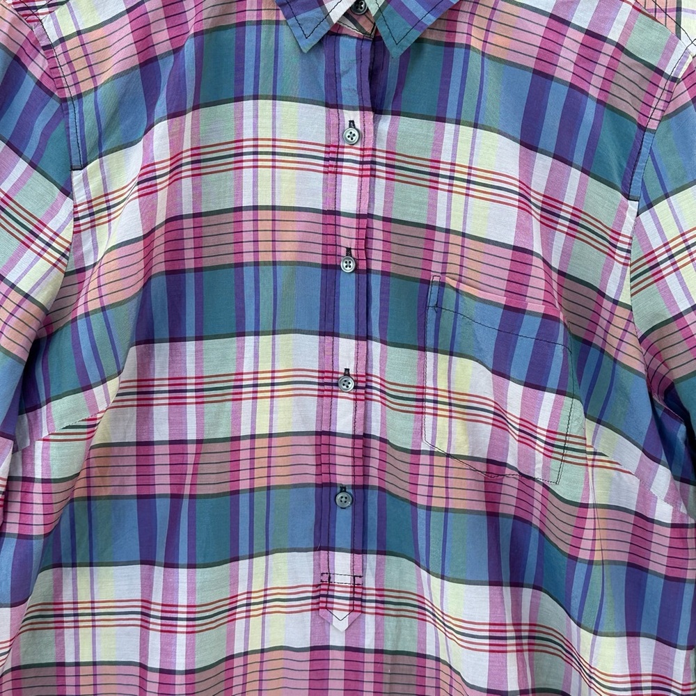 J.Crew Women’s Plaid button down Popover Shirt Long Sleeve Classic Fit Sz L - Picture 4 of 15